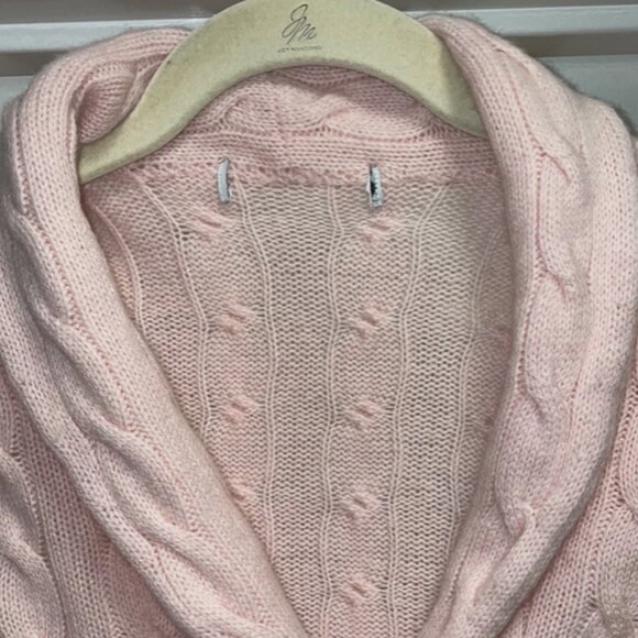 Vintage Pink Cashmere Cardigan Sweater Cable Knit Small - Picture 3 of 8